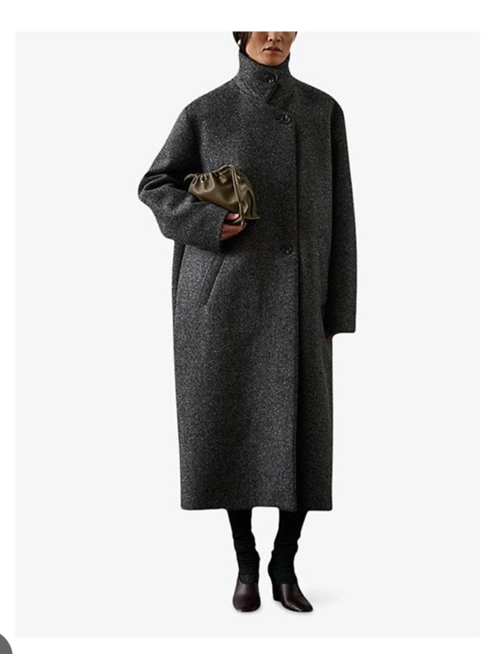 soeur Dark Charcoal Wool Long Coat